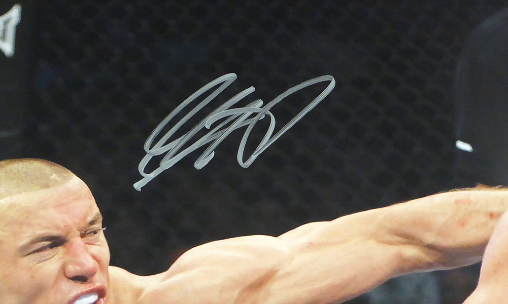 Georges St-Pierre Autographed Signed Georges St-Pierre Gsp 16X20 Photo Mma Signed Twice PSA/DNA Image a