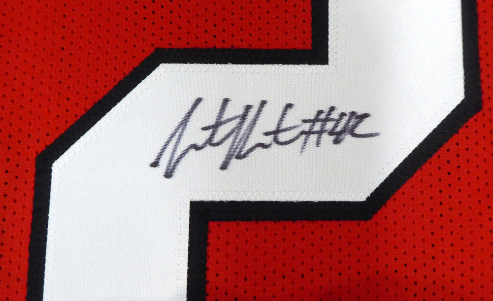Georgia Bulldogs Justin Houston Autographed Red Jersey Beckett Beckett Image a