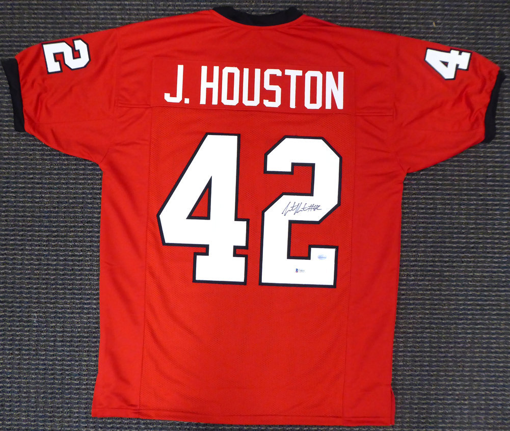 Georgia Bulldogs Justin Houston Autographed Red Jersey Beckett Beckett Image a