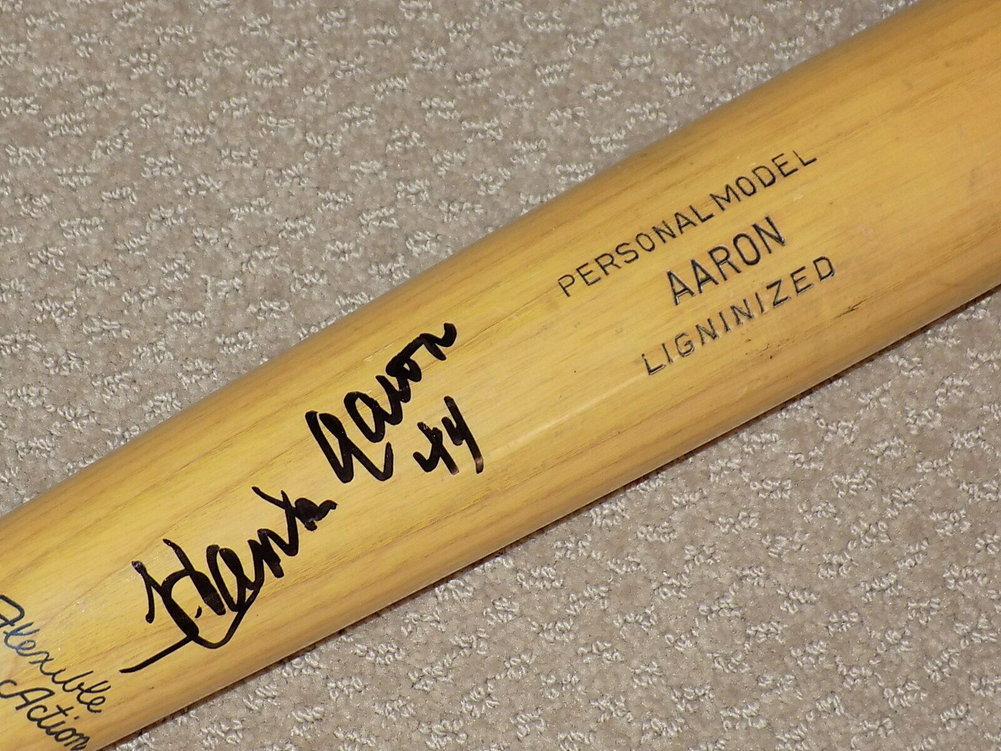 Hank Aaron Autographed Signed Adirondack Rookie Era Game Bat Atlanta Braves HOF JSA Image a