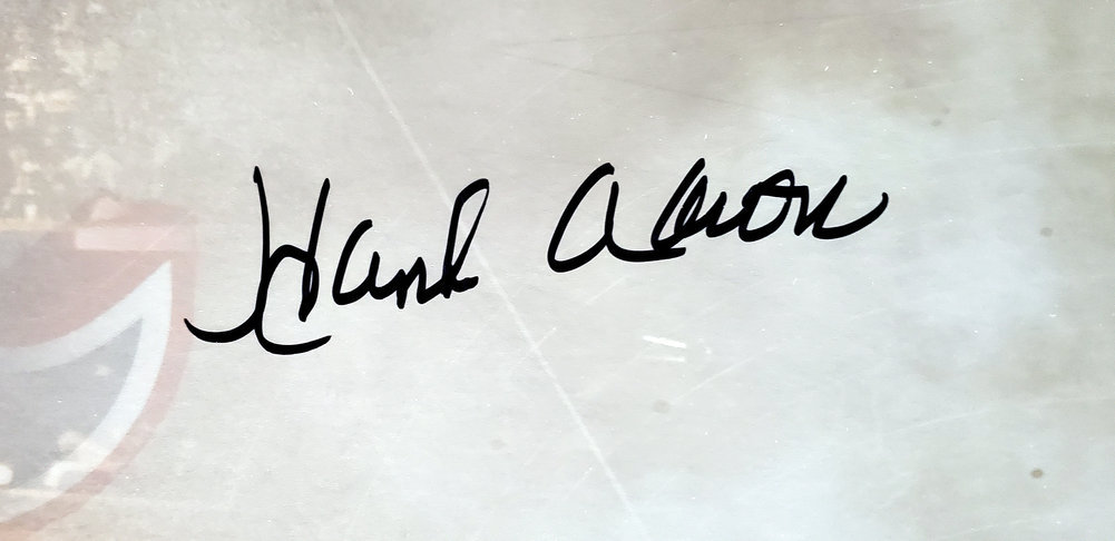 Hank Aaron Autographed Framed 10X30 Panoramic Photo Milwaukee Braves Fanatics Image a