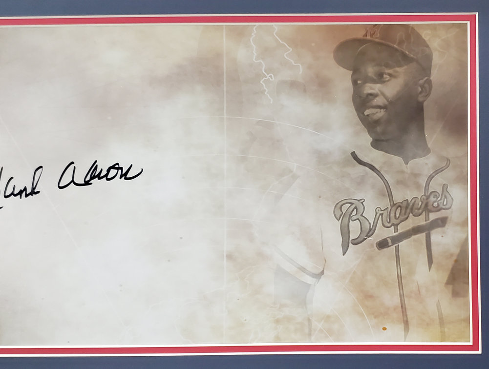 Hank Aaron Autographed Framed 10X30 Panoramic Photo Milwaukee Braves Fanatics Image a