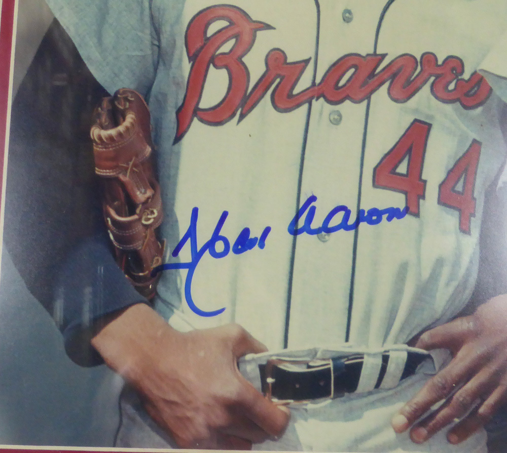Hank Aaron & Eddie Mathews Autographed Framed 16X20 Photo Atlanta Braves PSA/DNA Image a