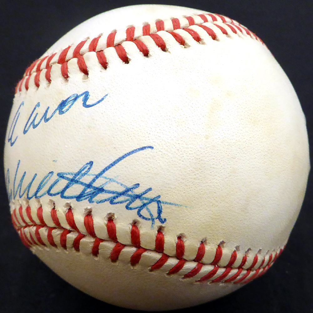 Hank Aaron & Eddie Mathews Autographed Official Nl Baseball Milwaukee Braves Beckett Beckett Image a