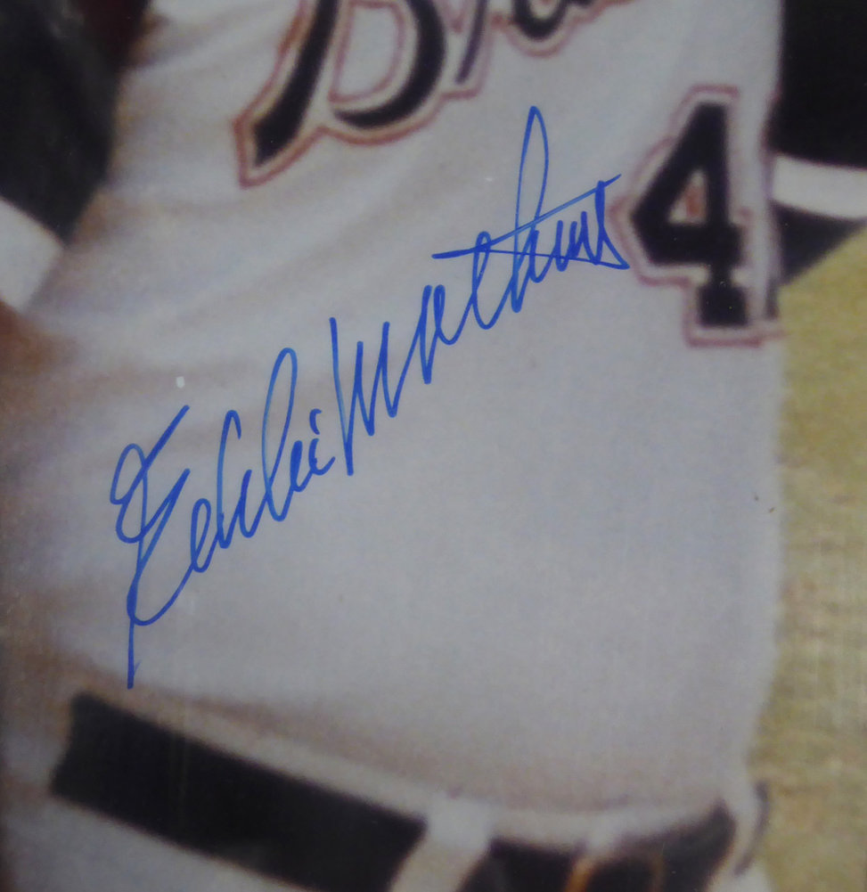 Hank Aaron & Eddie Mathews Autographed Framed 16X20 Photo Atlanta Braves PSA/DNA Image a