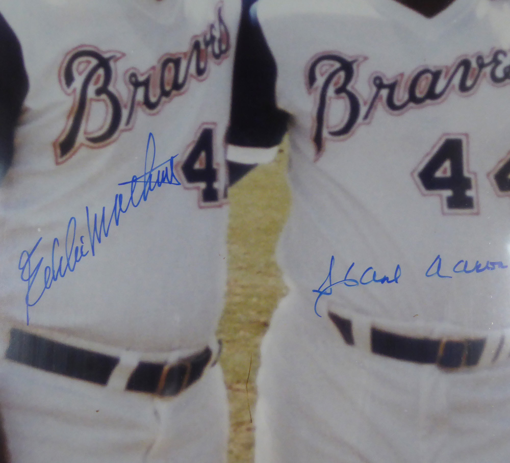 Hank Aaron & Eddie Mathews Autographed Framed 16X20 Photo Atlanta Braves PSA/DNA Image a