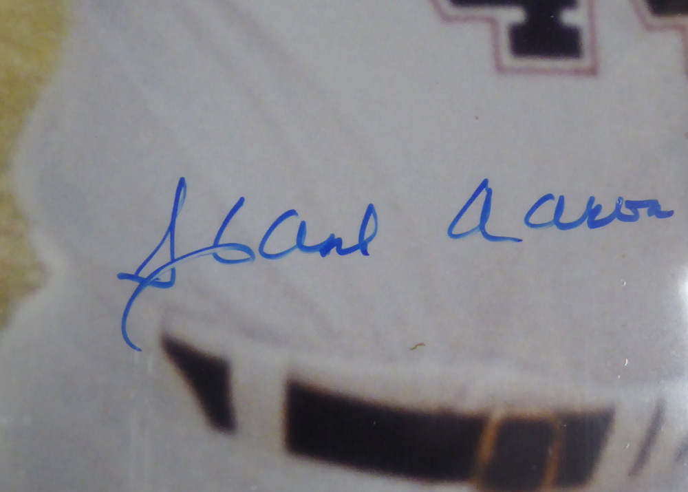 Hank Aaron & Eddie Mathews Autographed Framed 16X20 Photo Atlanta Braves PSA/DNA Image a
