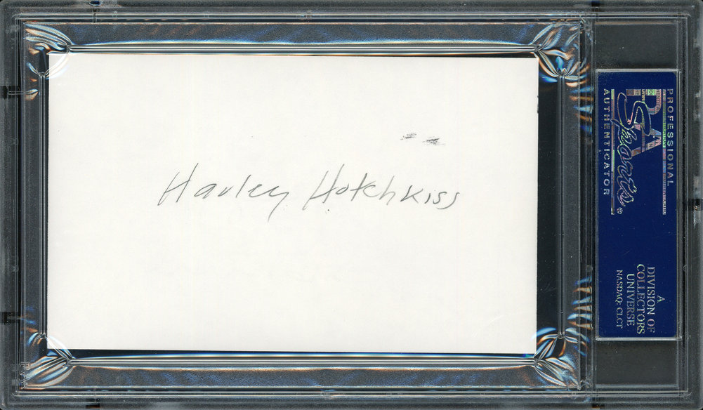 Harley Hotchkiss Autographed Signed 3x5 Index Card Calgary Flames Owner PSA/DNA Authentic #83721474 Image a