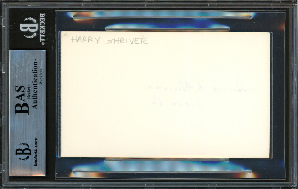 Harry Shriver Autographed 3X5 Index Card Brooklyn Dodgers Beckett Beckett Image a