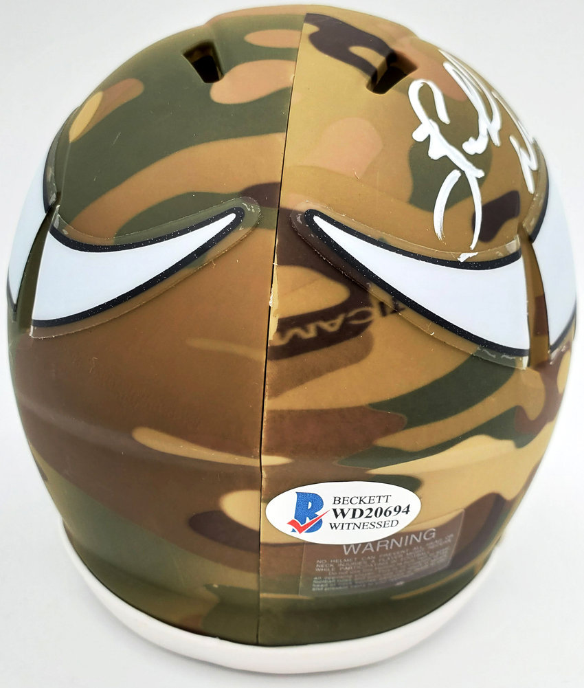 Herschel Walker Autographed Minnesota Vikings Camo Speed Mini Helmet Beckett Beckett Image a