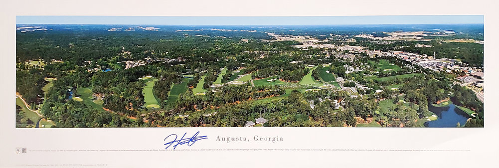 Hideki Matsuyama Autographed Signed Framed 12X36 Panoramic Photo Augusta 2021 Masters Beckett Beckett Image a