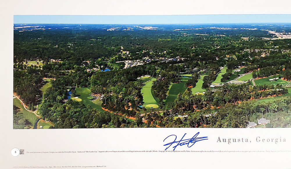 Hideki Matsuyama Autographed Signed Framed 12X36 Panoramic Photo Augusta 2021 Masters Beckett Beckett Image a