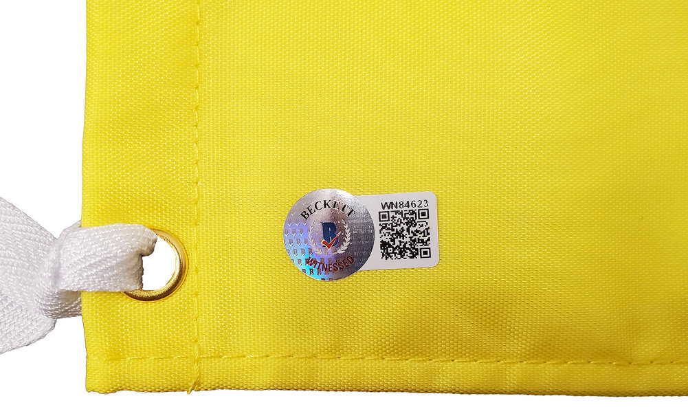 Hideki Matsuyama Autographed Signed Yellow 2021 Masters Golf Pin Flag Beckett Beckett Qr #197174 Image a