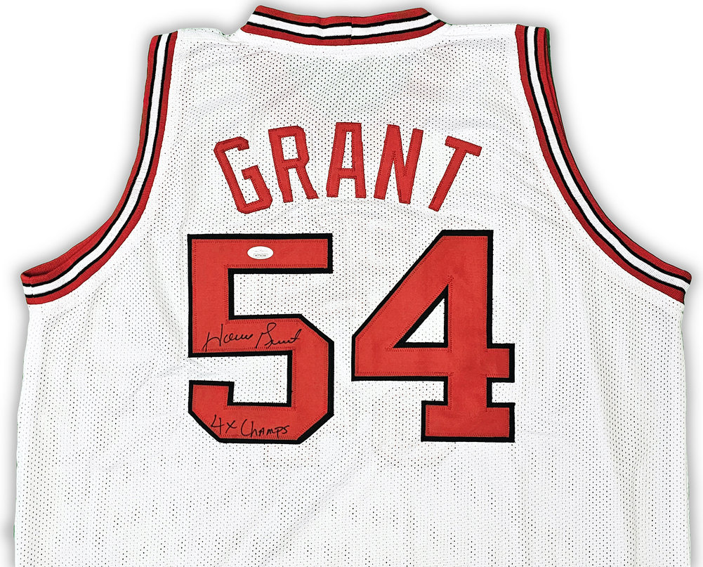 Chicago Bulls Horace Grant Autographed White Jersey "4X Champs" JSA Image a