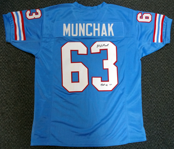 Houston Oilers Mike Munchak Autographed Blue Jersey "HOF 2001" PSA/DNA Image a