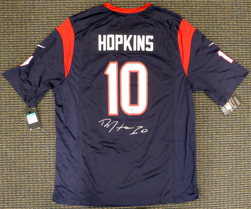 Deandre Hopkins Autographed Signed Houston Texans Blue Nike Jersey Size L Beckett Beckett #129160 Image a