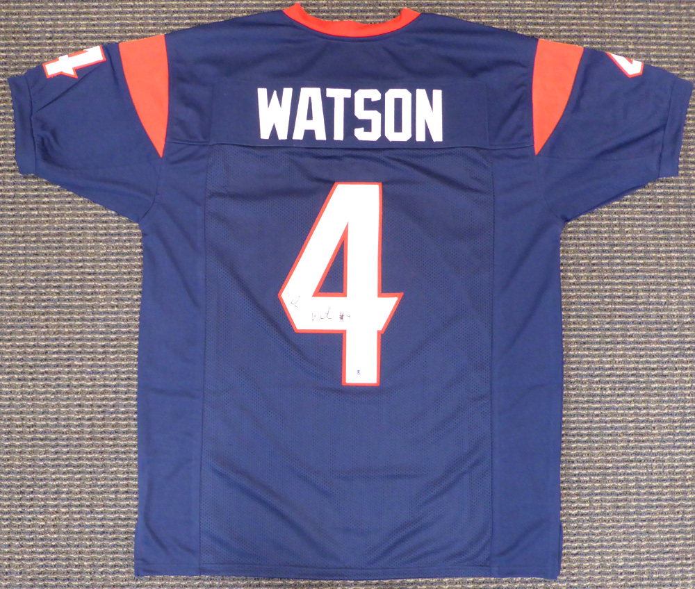 Deshaun Watson Autographed Signed Houston Texans Blue Jersey Beckett Beckett Image a