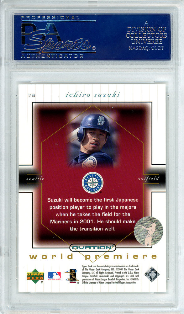Ichiro Suzuki Autographed Signed 2001 Upper Deck Ovation Rookie Card 