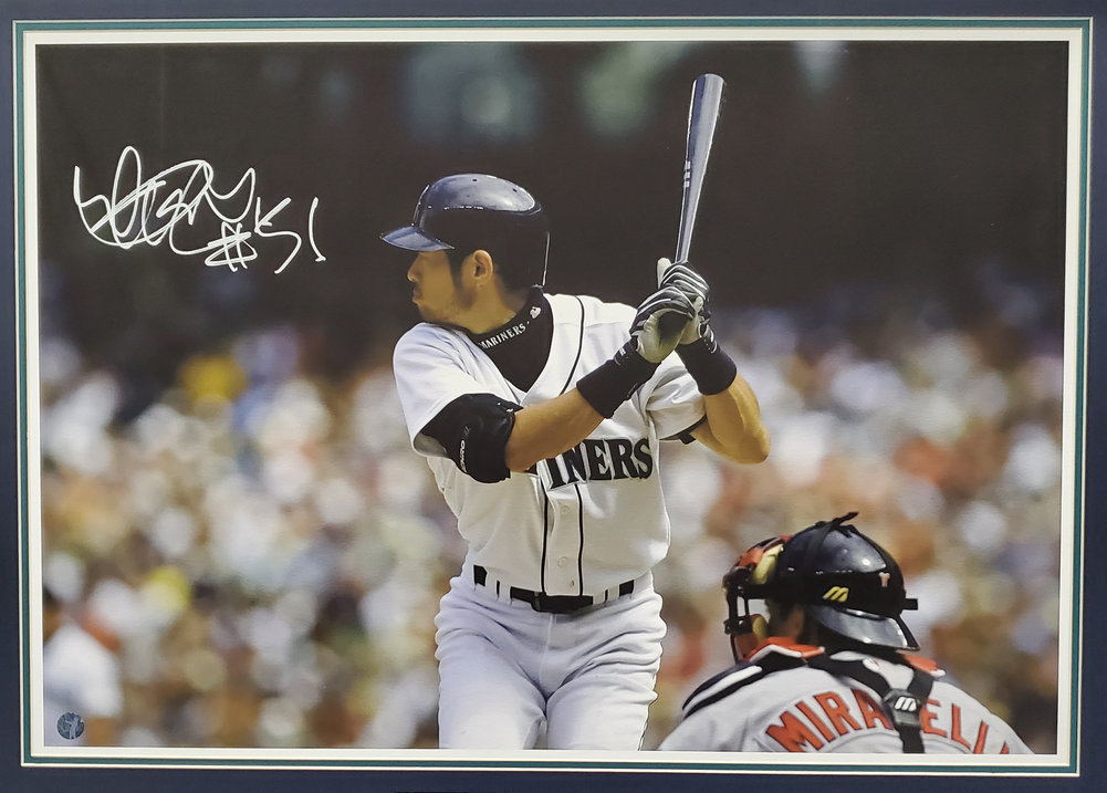 Ichiro Suzuki Autographed Framed 20X28 Photo Seattle Mariners "#51" Is Holo #193886 Image a