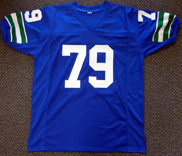 Seattle Seahawks Jacob Green Autographed Blue Jersey Mcs Holo #85962 Image a