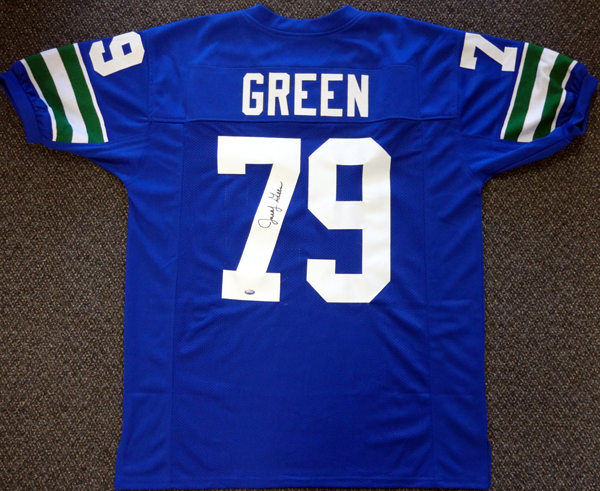 Seattle Seahawks Jacob Green Autographed Blue Jersey Mcs Holo #85962 Image a