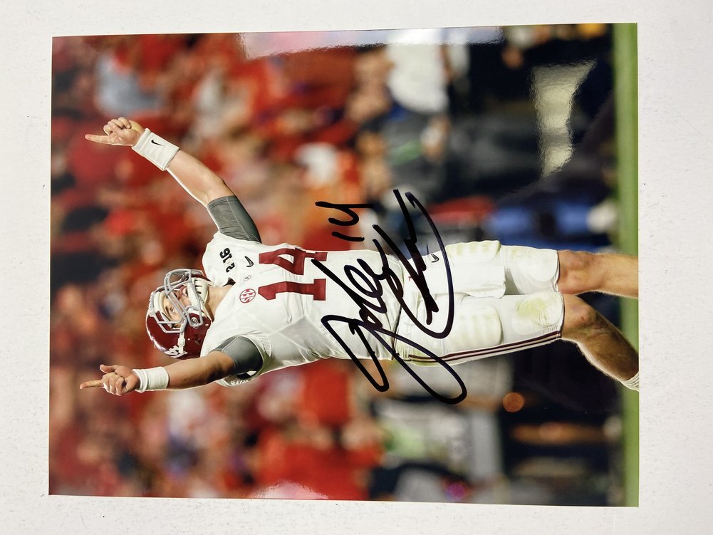 Jake Coker Autographed Alabama Crimson Tide Touchdown 2016 National Championship 8x10 Photo Signed in White - Certified Authentic Image a
