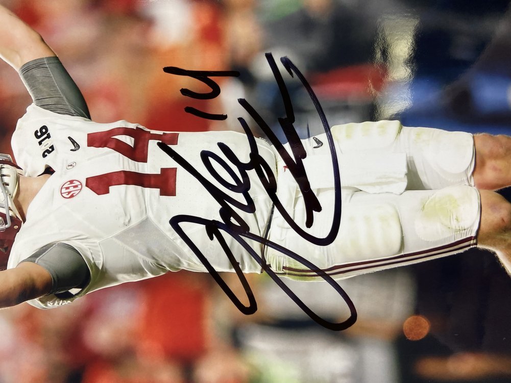 Jake Coker Autographed Alabama Crimson Tide Touchdown 2016 National Championship 8x10 Photo Signed in White - Certified Authentic Image a