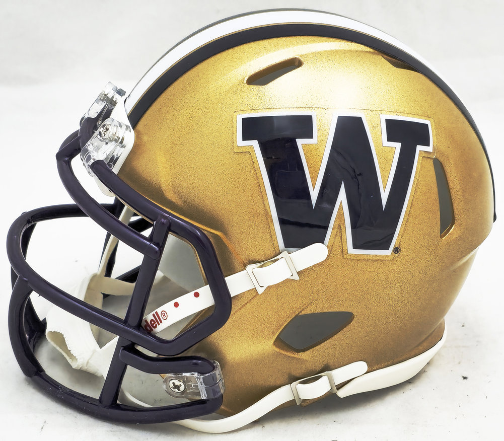 Jalen Mcmillan Autographed Washington Huskies Gold Speed Mini Helmet Mcs Holo #222064 Image a