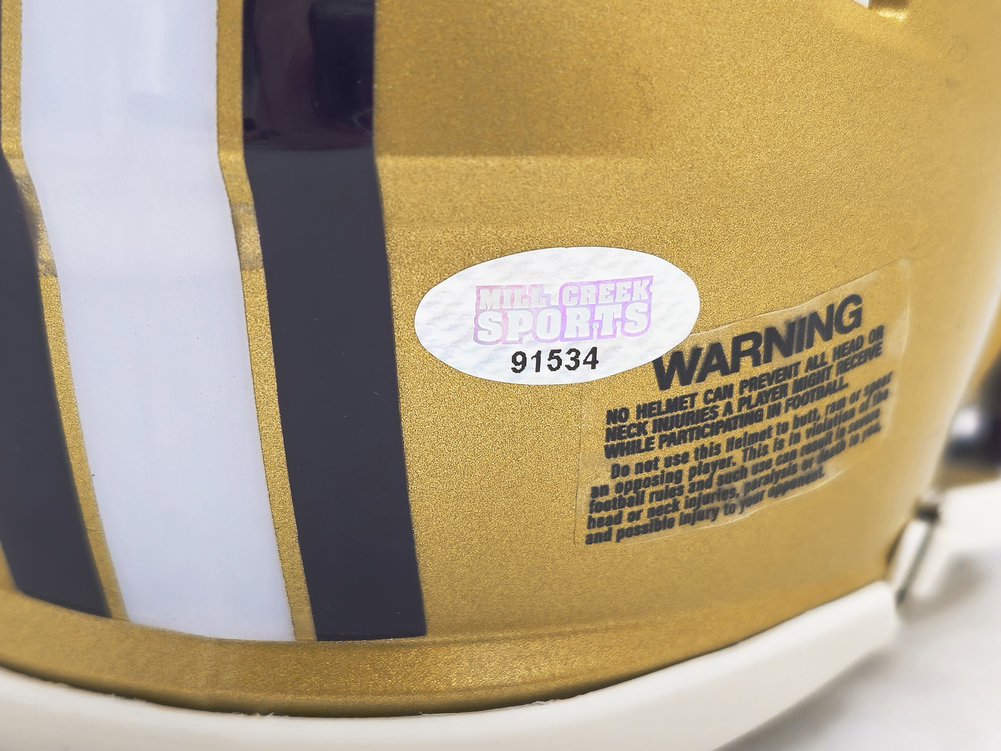 Jalen Mcmillan Autographed Washington Huskies Gold Speed Mini Helmet Mcs Holo #222064 Image a