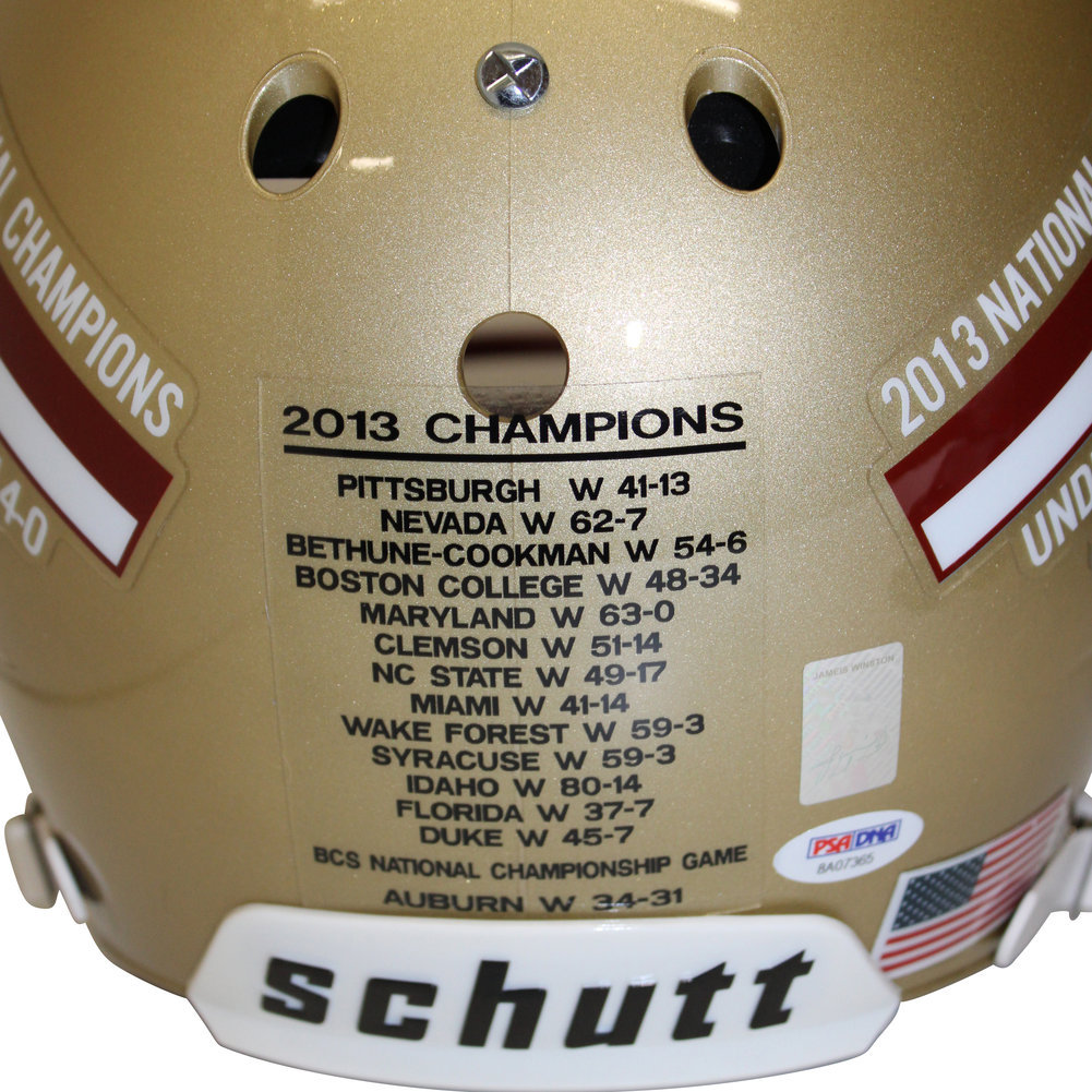 Jameis Winston Autographed Signed Florida State Seminoles Schutt 2013 National Championship Replica Full Size Helmet with 2013 Heisman Inscription - PSA/DNA Authentic Image a
