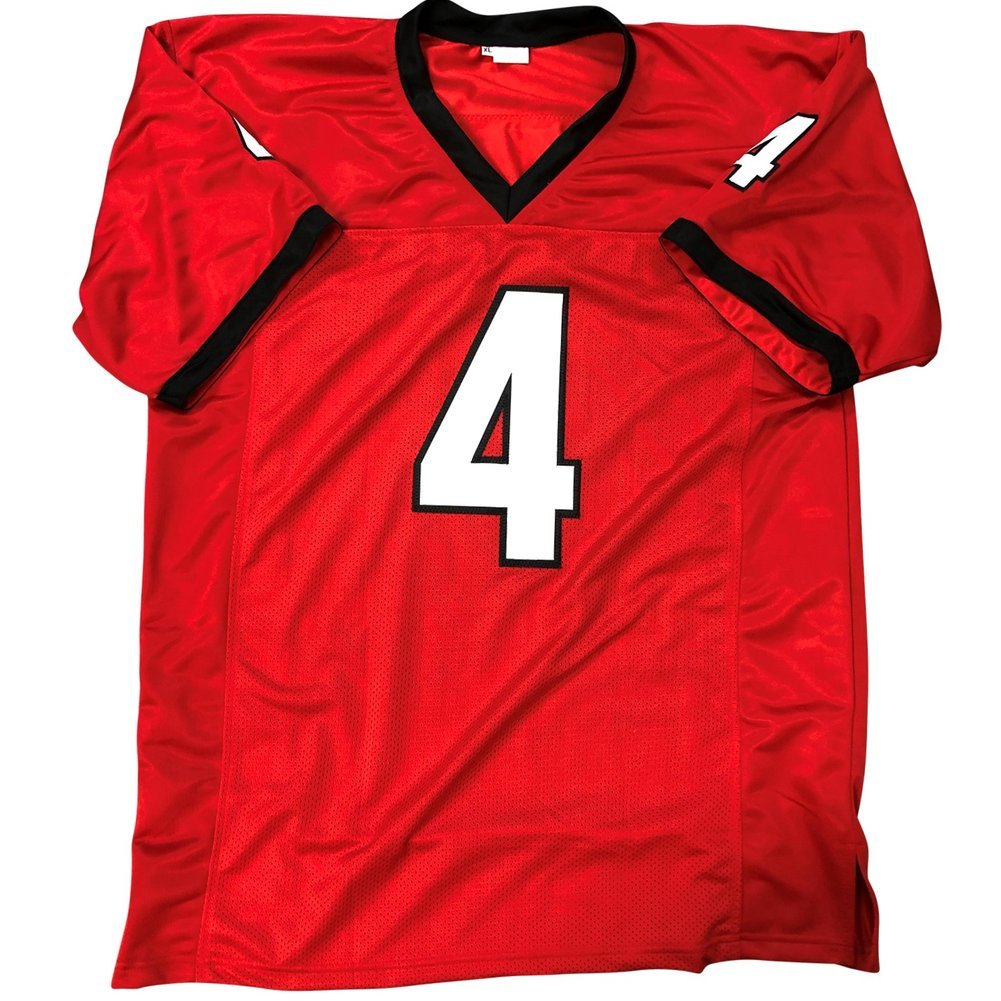 James Cook III Autographed Signed Georgia Bulldogs Custom Red #4 Jersey - Beckett QR Authentic Image a