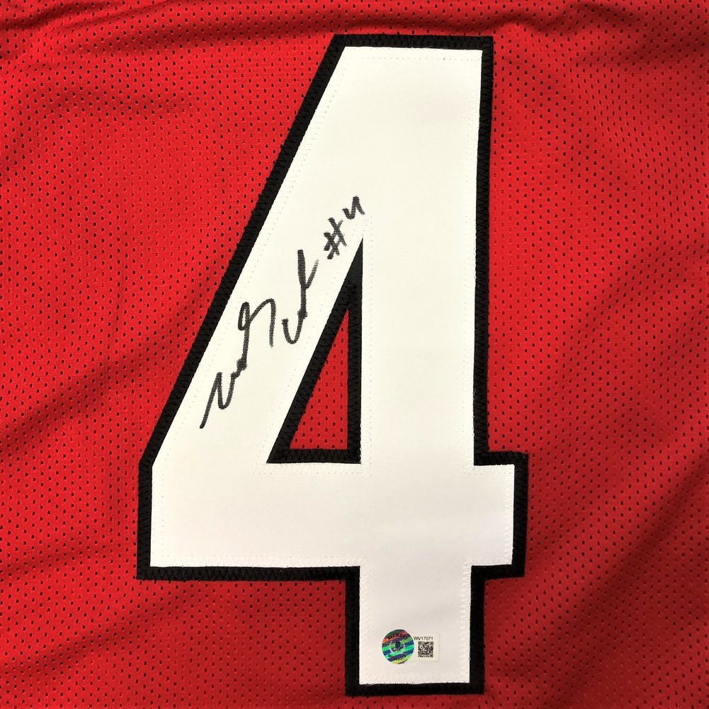 James Cook III Autographed Signed Georgia Bulldogs Custom Red #4 Jersey - Beckett QR Authentic Image a