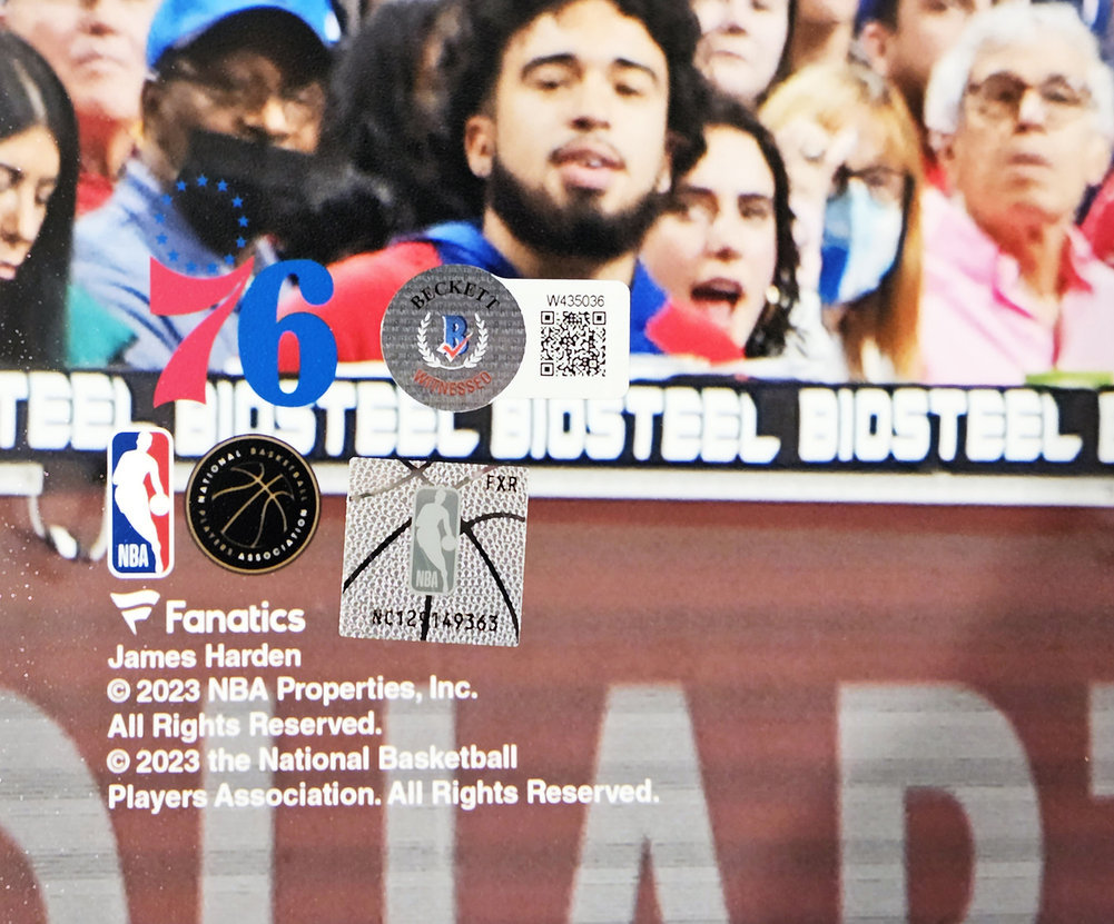 James Harden Autographed 16X20 Photo Philadelphia 76Ers Beckett Beckett Witness #214078 Image a