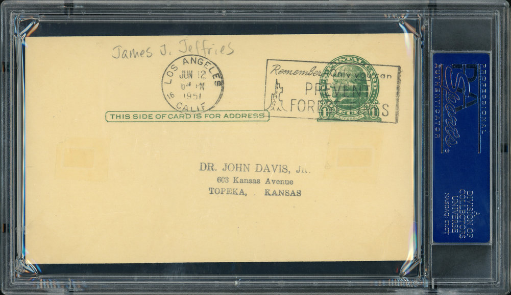 James J. Jeffries Autographed Postcard PSA/DNA Image a