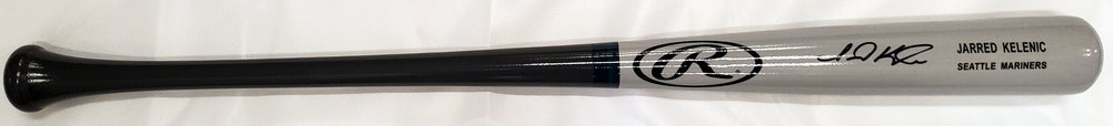 Jarred Kelenic Autographed Gray Rawlings Game Model Bat Seattle Mariners Beckett Beckett Image a