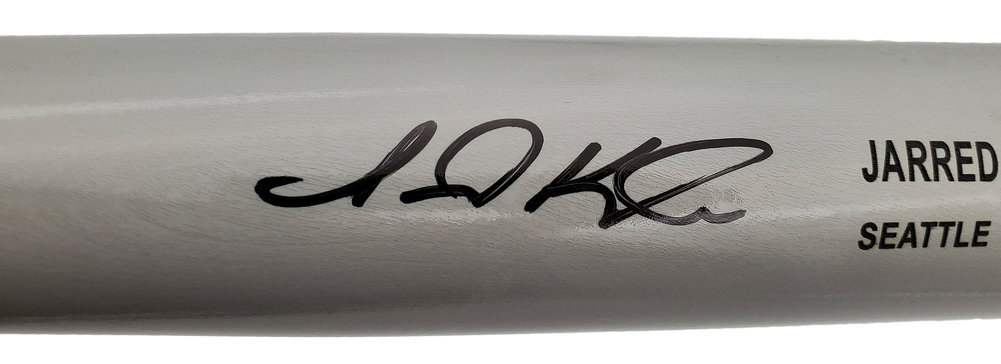 Jarred Kelenic Autographed Gray Rawlings Game Model Bat Seattle Mariners Beckett Beckett Image a