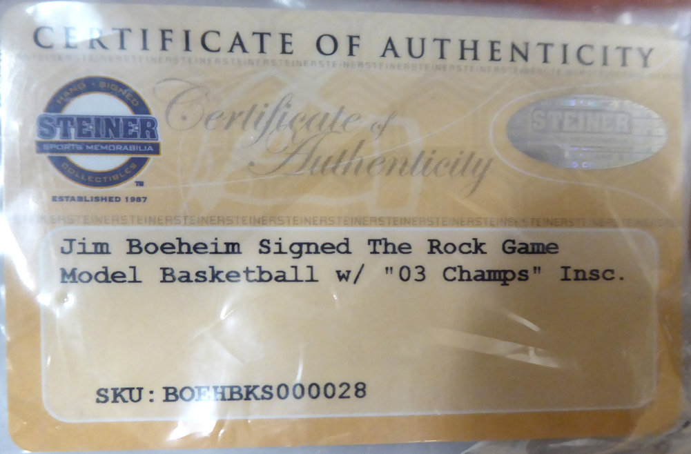 Jim Boeheim Syracuse Orange Autographed the Rock Game Model Basketball Fanatics Authentic Certified 