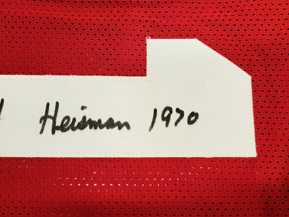 Stanford Cardinal Jim Plunkett Autographed Red Jersey "Heisman 1970" PSA/DNA Image a