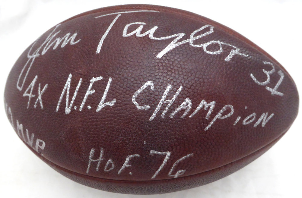 Jim Taylor Autographed Signed NFL Leather Football Green Bay Packers "4X NFL Champ, HOF 76, 1962 MVP" PSA/DNA Image a