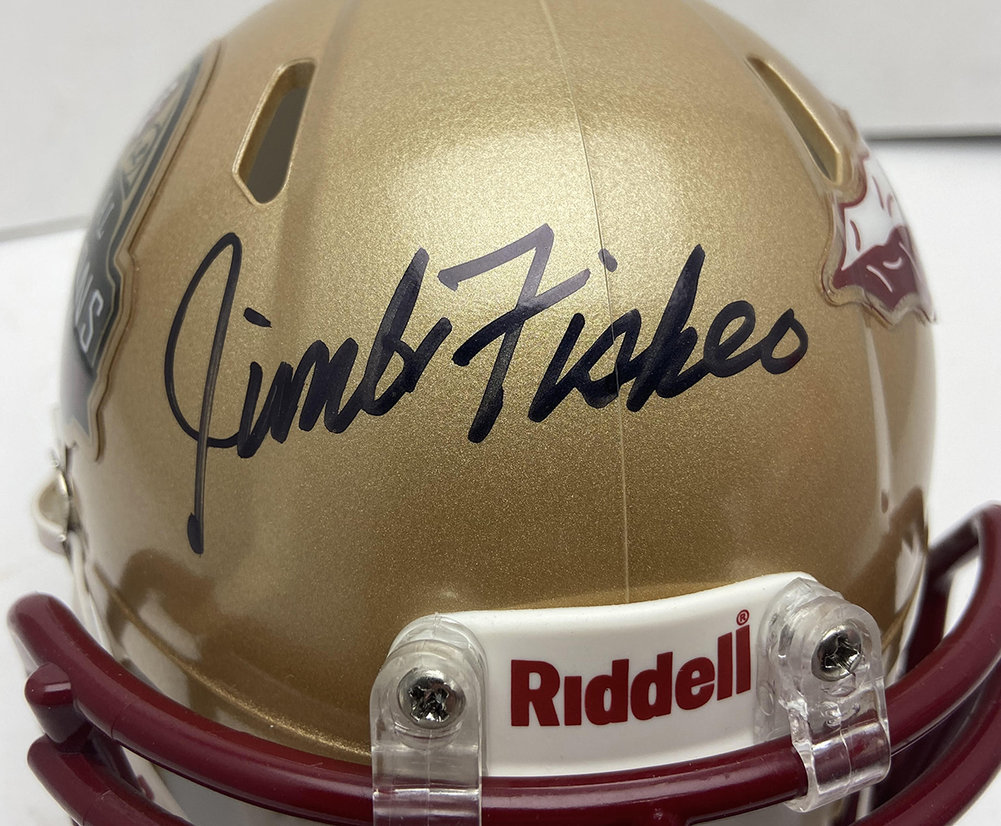 Jimbo Fisher Autographed Signed 2013 BCS Champions Logo Riddell Speed Mini Helmet- Certified Authentic Image a