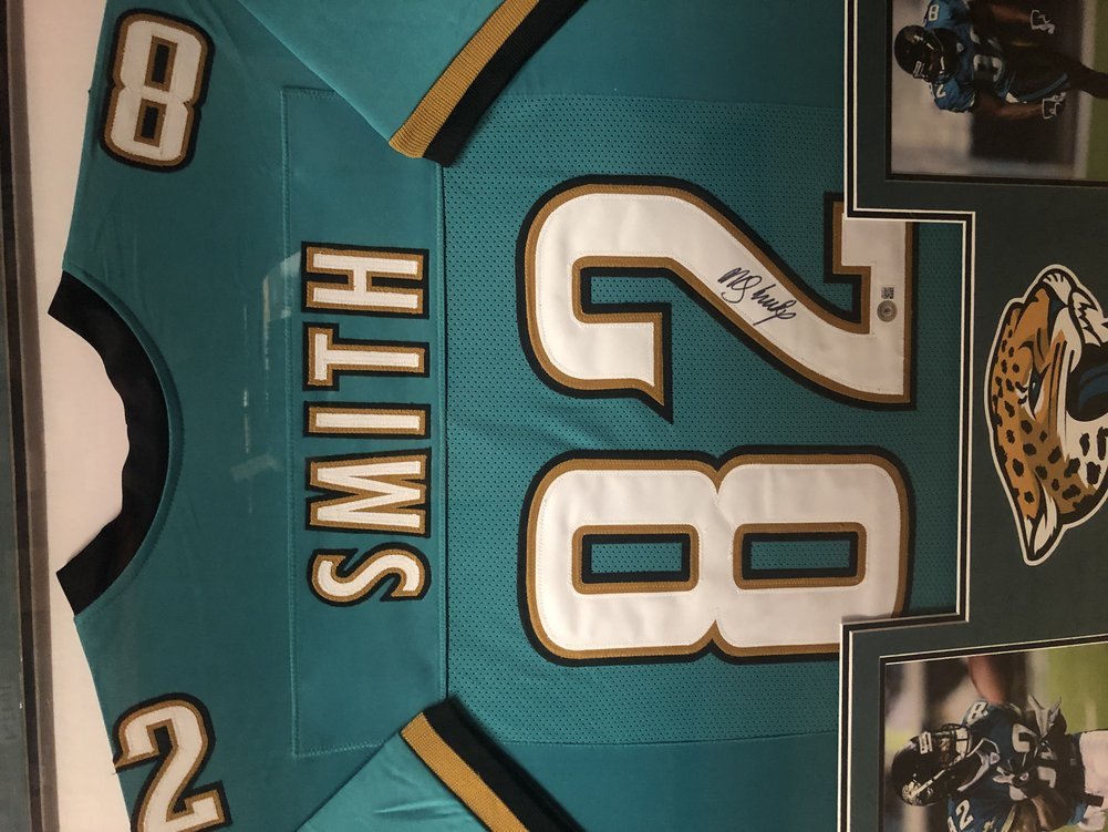 Jimmy Smith Signed Jacksonville Jaguars Deluxe Framed Teal Jersey - Beckett