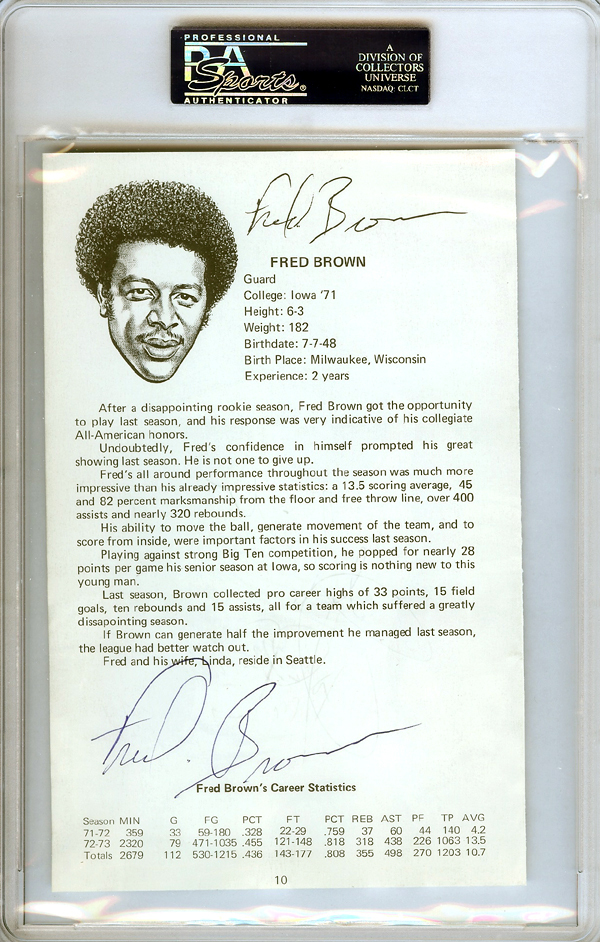 John Brisker & "Downtown" Fred Brown Autographed 5X8 Photo Seattle Sonics PSA/DNA Image a