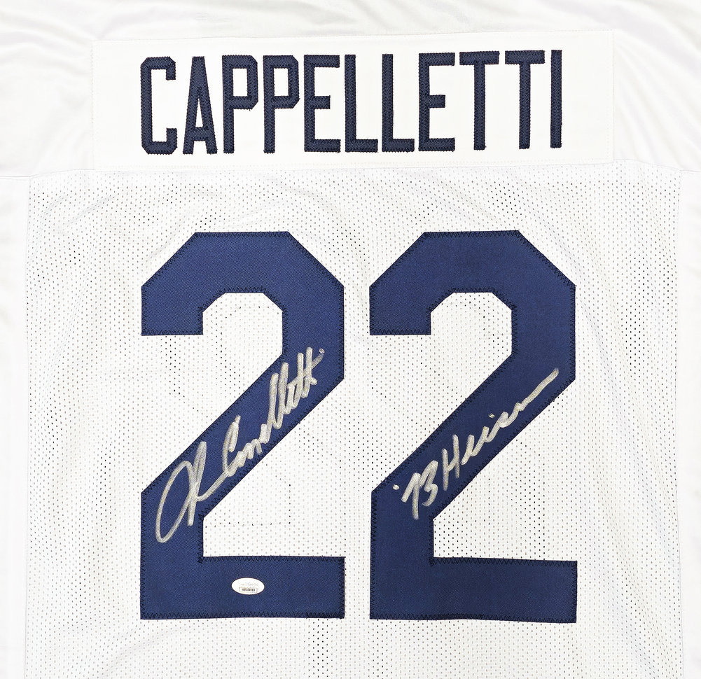 Penn State Nittany Lions John Cappelletti Autographed White Jersey "73 Heisman" JSA Image a