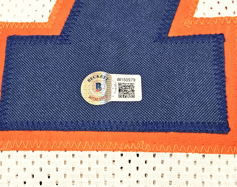Denver Broncos John Elway Autographed White Jersey Beckett Beckett Witness #220369 Image a