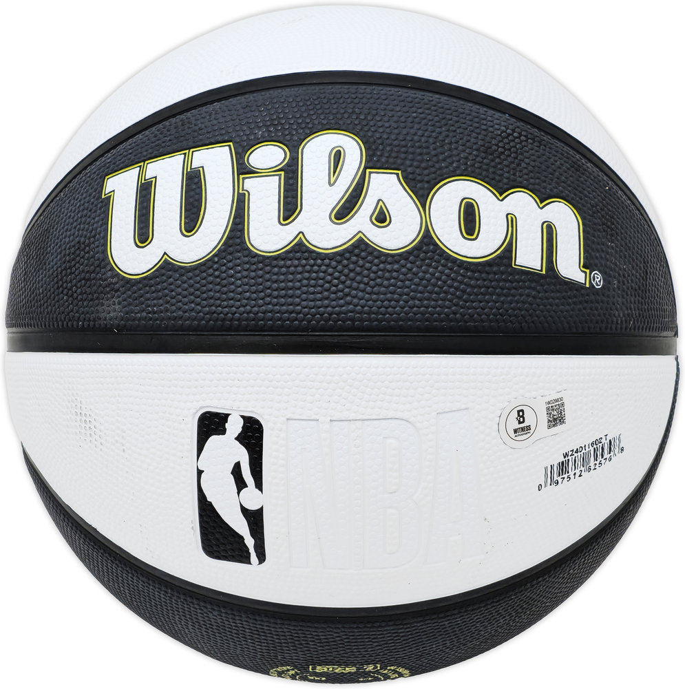 John Stockton Autographed Black & White Team Tribute Utah Jazz Logo Basketball Beckett Beckett Witness #224370 Image a