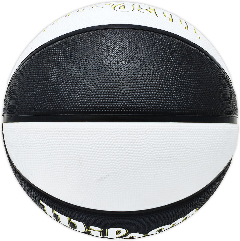 John Stockton Autographed Black & White Team Tribute Utah Jazz Logo Basketball Beckett Beckett Witness #224370 Image a