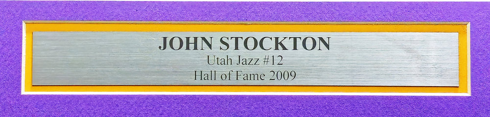 Utah Jazz John Stockton Autographed Framed Purple Jersey Beckett Beckett Witness #230204 Image a
