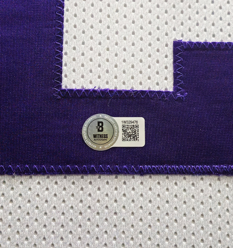 Utah Jazz John Stockton Autographed Framed White Jersey Beckett Beckett Witness #230205 Image a