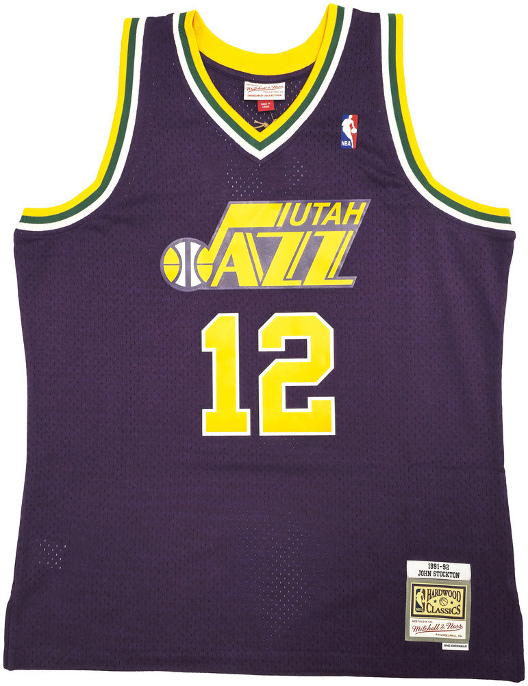 Utah Jazz John Stockton Autographed Purple Authentic Mitchell & Ness 1991-92 Hardwood Classic Swingman Jersey Size Xl Beckett Beckett Witness #224355 Image a