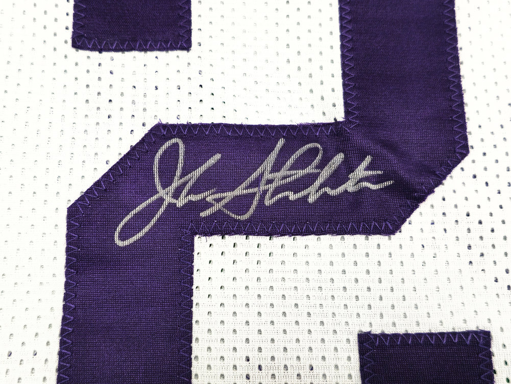 Utah Jazz John Stockton Autographed White Jersey Beckett Beckett Witness #224359 Image a